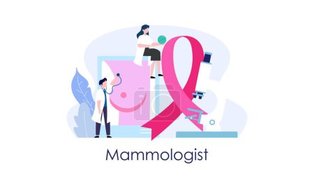 Téléchargez les illustrations : Mammologue concept consultation avec un médecin sur les maladies du sein idée de soins de santé et médical - en licence libre de droit