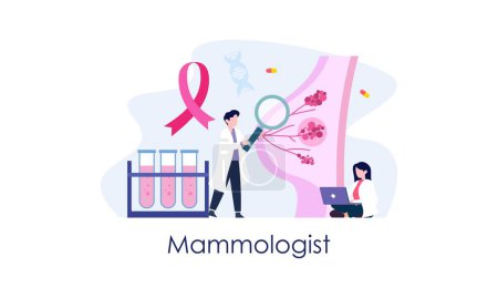 Téléchargez les illustrations : Mammologue concept consultation avec un médecin sur les maladies du sein idée de soins de santé et médical - en licence libre de droit