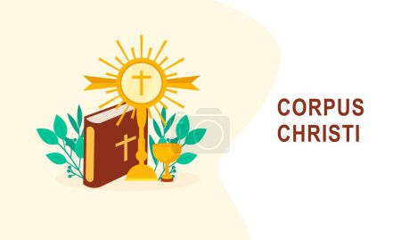 Illustration for Corpus christi catholic religious holiday vector - Royalty Free Image