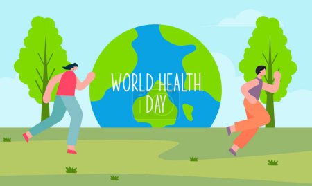 Téléchargez les illustrations : Journée mondiale de la santé illustration concept avec personnages personnes illustration - en licence libre de droit
