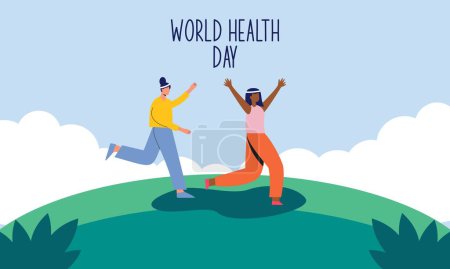 Illustration for World health day illustration concept with characters people illustration - Royalty Free Image