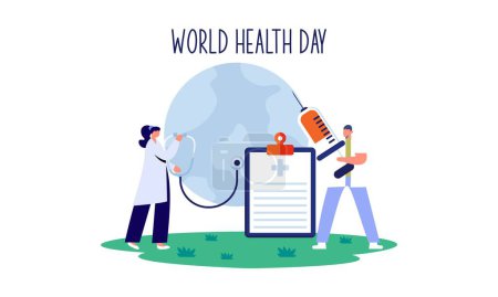 Illustration for World health day illustration concept with characters people illustration - Royalty Free Image