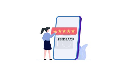 Illustration for Feedbackevaluation of ratings and people's experienceworking with clients through performance illust - Royalty Free Image