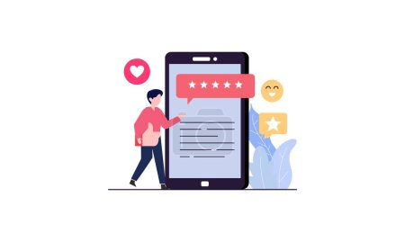 Illustrazione per Feedbackevaluation dei rating e dell'esperienza delle persone che lavorano con i clienti attraverso illust prestazioni - Immagini Royalty Free
