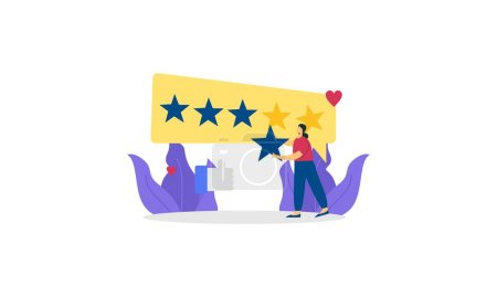 Illustration for Feedbackevaluation of ratings and people's experienceworking with clients through performance illust - Royalty Free Image