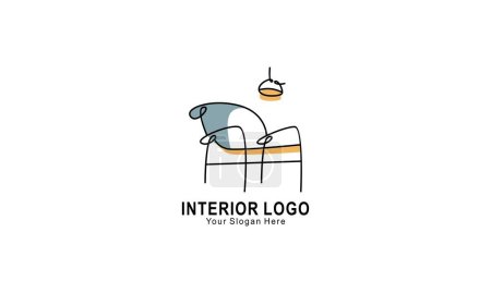 Ilustración de Interior minimalista habitación, galería muebles logo diseño vector - Imagen libre de derechos