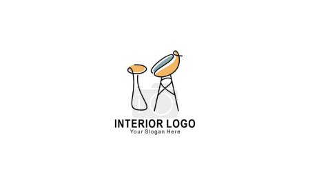 Ilustración de Interior minimalista habitación, galería muebles logo diseño vector - Imagen libre de derechos
