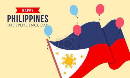 Illustration for Happy independence day philippines background with philippines flag vector - Royalty Free Image