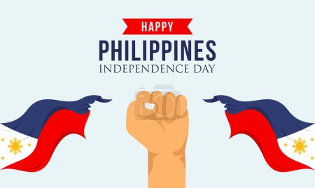 Téléchargez les illustrations : Joyeux anniversaire de l'indépendance philippines fond avec philippines drapeau vecteur - en licence libre de droit