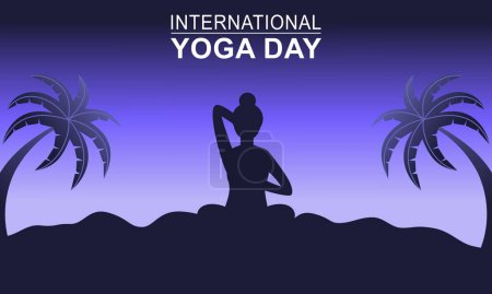 Ilustración de Día Internacional de la Ilustración del Yoga. Postura corporal de yoga - Imagen libre de derechos