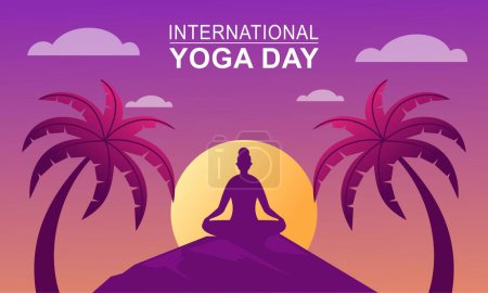 Illustration for International day of yoga illustration. Yoga body posture - Royalty Free Image
