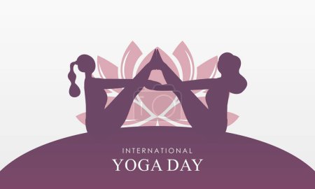 Ilustración de Día Internacional de la Ilustración del Yoga. Postura corporal de yoga - Imagen libre de derechos