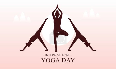 Téléchargez les illustrations : Journée internationale de l'illustration de yoga. Posture du corps de yoga - en licence libre de droit