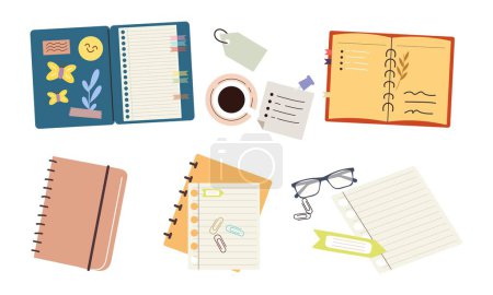 Illustration for Paper notebooks, notepads, diaries, planners, organizers set vector - Royalty Free Image