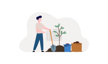 Illustration for Flat design illustration tree planting - Royalty Free Image