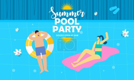 Illustration for Summer pool party invitation illustration - Royalty Free Image