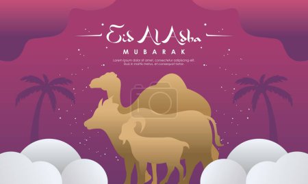 Illustration for Eid Al Adha Banner Design Vector Illustration. Islamic and Arabic Background - Royalty Free Image