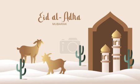 Ilustración de Eid Al Adha Banner Design Vector Illustration. Fondo islámico y árabe - Imagen libre de derechos
