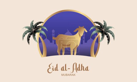 Ilustración de Eid Al Adha Banner Design Vector Illustration. Fondo islámico y árabe - Imagen libre de derechos