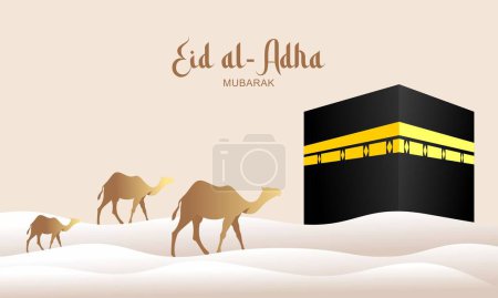 Téléchargez les illustrations : Illustration vectorielle de conception de bannière de l'Aïd Al Adha. Contexte islamique et arabe - en licence libre de droit