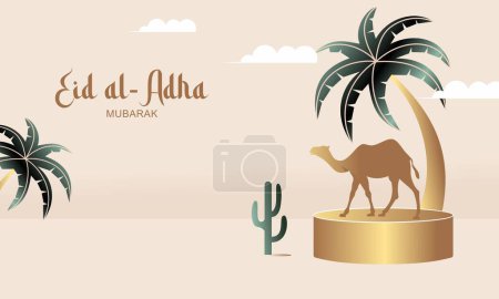 Téléchargez les illustrations : Illustration vectorielle de conception de bannière de l'Aïd Al Adha. Contexte islamique et arabe - en licence libre de droit