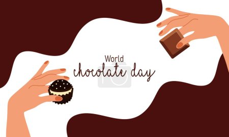 Ilustración de Ilustración del día del chocolate del mundo feliz con logo de chocolate - Imagen libre de derechos