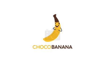 Téléchargez les illustrations : Logo banane chocolat avec caractère drôle - en licence libre de droit