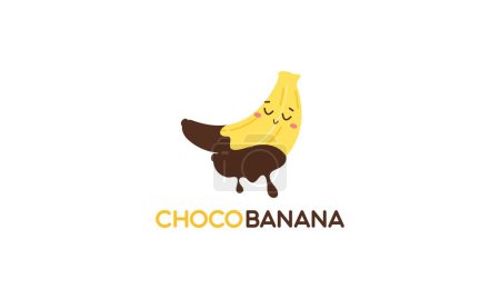 Illustration for Chocolate banana logo with funny character - Royalty Free Image