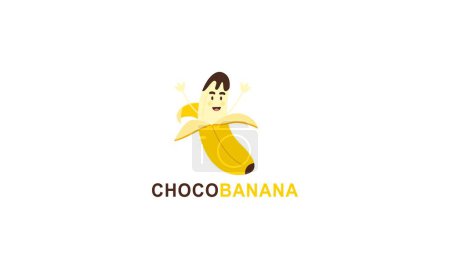 Illustration for Chocolate banana logo with funny character - Royalty Free Image
