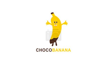 Ilustración de Logo plátano chocolate con carácter divertido - Imagen libre de derechos