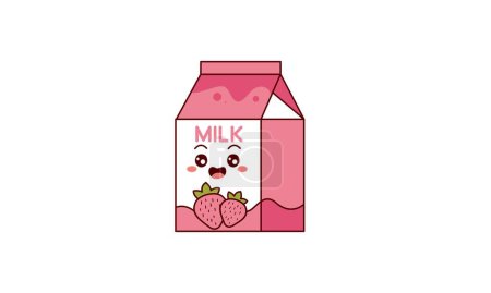 Illustration for Cartoon milk. Asian product. Kawaii anime design. Cartoon style - Royalty Free Image