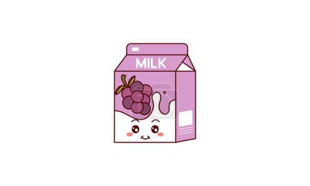 Téléchargez les illustrations : Du lait de dessin animé. Produit asiatique. Kawaii anime design. Cartoon style - en licence libre de droit
