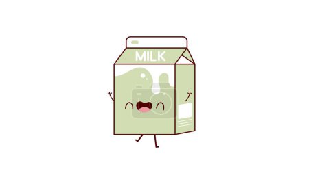 Téléchargez les illustrations : Du lait de dessin animé. Produit asiatique. Kawaii anime design. Cartoon style - en licence libre de droit
