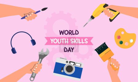 Illustration for World youth skills day concept illustration - Royalty Free Image