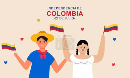 Illustration for Flat 20 de julio illustration, festivities in Colombia - Royalty Free Image