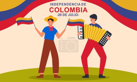Illustration for Flat 20 de julio illustration, festivities in Colombia - Royalty Free Image