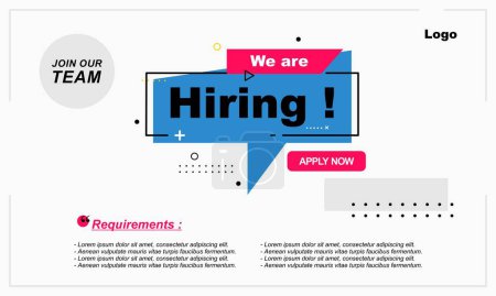 Illustration for Recruitment advertising template. Digital announcement job vacancies layout. Recruitment Poster, Job - Royalty Free Image