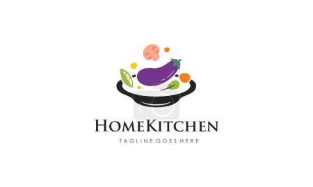 Téléchargez les illustrations : Moderne et minimaliste Accueil cuisine logo design vectoriel modèle - en licence libre de droit