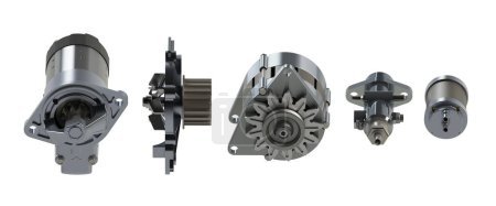 Photo for Automotive electric spare parts 3D rendering isolated on white - Royalty Free Image
