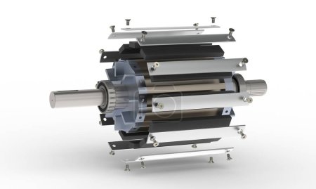 Foto de Rotor magnético permanente utilizado para generadores eléctricos Representación 3D aislada sobre fondo blanco - Imagen libre de derechos
