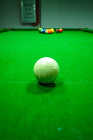 Photo for White snooker ball on snooker table. Billiard balls on table. Leisure and gambling concept. - Royalty Free Image
