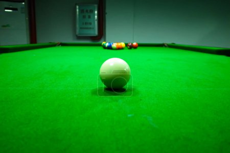 Photo for White snooker ball on snooker table. Billiard balls on table. Leisure and gambling concept. - Royalty Free Image