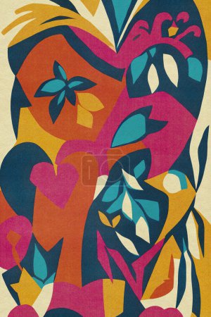 Téléchargez les photos : La floraison du jardin de l'amour - "Plongez dans un monde coloré avec cette collection d'illustrations inspirée de l'art iconique de la découpe du papier, défiant les possibilités créatives du papier et des ciseaux. - en image libre de droit