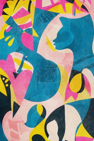 Téléchargez les photos : La musique de l'harmonie de l'amour - "Plongez dans un monde coloré avec cette collection d'illustrations inspirée de l'art iconique de la découpe du papier, défiant les possibilités créatives du papier et des ciseaux. - en image libre de droit
