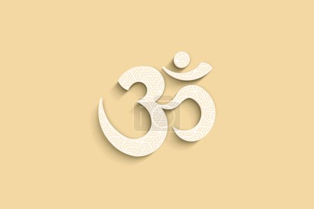 Téléchargez les photos : Illustration 3D Symbole Aum ou Om de l'hindouisme isolé sur fond solide, rendu 3D - en image libre de droit
