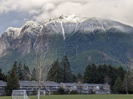 Photo for Beautiful view of My Si over the tops of houses and a soccer field in North Bend Washington - Royalty Free Image