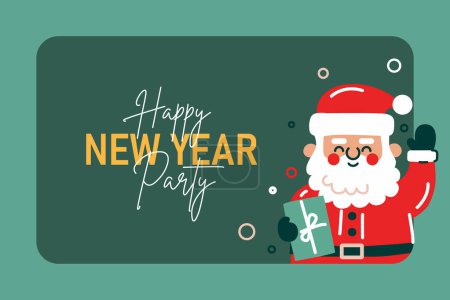 Photo for Merry Christmas and Happy New Year banner. Trendy modern geometric Xmas design with winter forest landscape in green, red, white colors. Horizontal poster, greeting card, header for the site. - Royalty Free Image