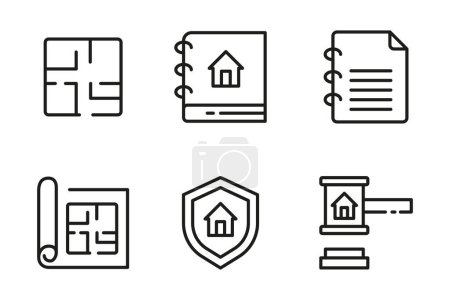 Photo for Set of house insurance related icons, thin line style icon set, house insurance, vector illustration - Royalty Free Image