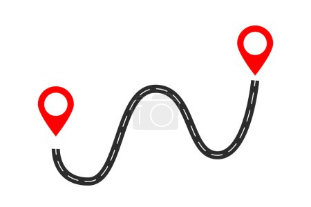 Illustration for Location to location route wavy - Royalty Free Image