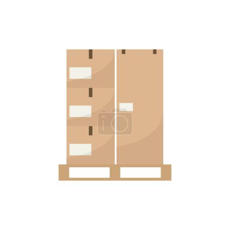 Illustration for Boxes on wooded pallet vector illustration, flat style warehouse cardboard boxes for parcels stack front view - Royalty Free Image